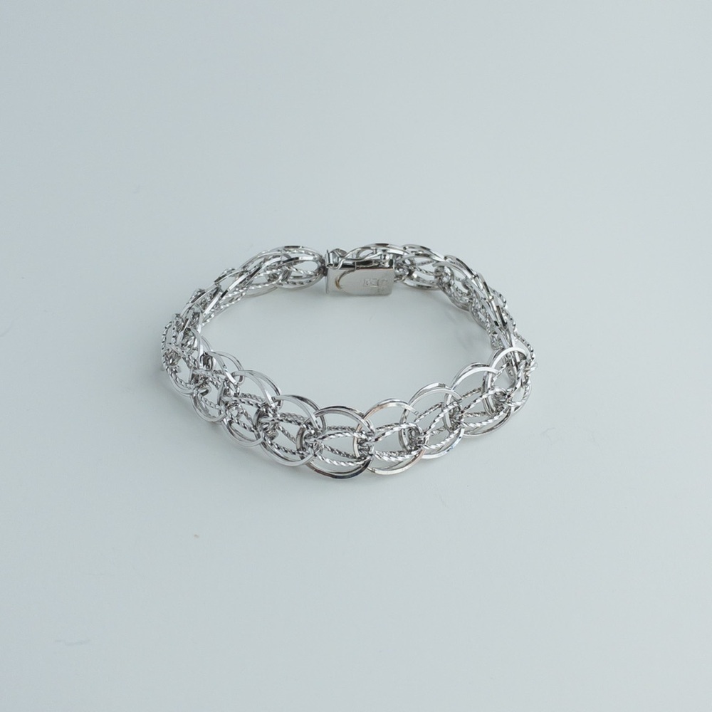 Forstner Vintage Sterling Silver Charm Bracelet Mesh Twisted Weave Chain 7.5in - Picture 3 of 16
